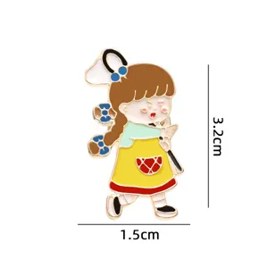 Jolie broche en émail métallique pour fille de dessin animé accessoire de sac de vêtements