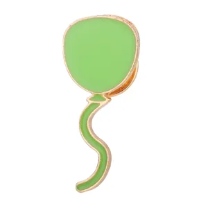 Cute green balloon enamel brooch pin, detailed metal alloy design for daily wear fashion.