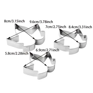 Stainless steel maple leaf cookie cutter 3-piece set for fondant and sugar craft baking.
