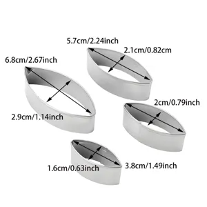 Stainless steel water lily petal cutter set, fondant cake decorating baking mold tools detail view.