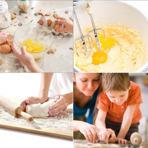 Imagen de detalle de utensilios de repostería mostrando mezcla de huevos, amasado y cortadores.