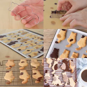 Set tagliabiscotti gatto in acciaio inossidabile, stampo da forno DIY a 5 pezzi per biscotti carini.