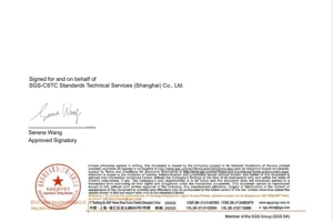 Official SGS compliance test report document page for stainless steel cookie cutter export quality.