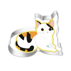 Vista dettagliata del tagliabiscotti a forma di gatto in acciaio inox per dolci DIY.