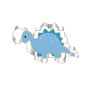 Stainless steel dinosaur cookie cutter detail, perfect for baking and DIY pastry shaping tools.