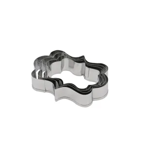 Stainless steel plaque cookie cutter set, nested design for baking, durable metal frame.