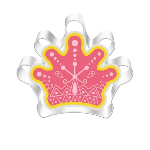 Stainless steel crown cookie cutter with pink insert for DIY baking pastry mold kitchen tool
