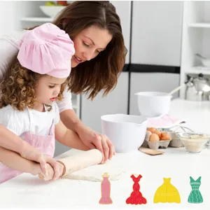 Stainless steel evening dress cookie cutters set for baking fondant DIY craft tools