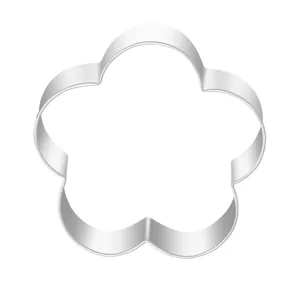 Stainless steel plum blossom cookie cutter, fondant cake decorating baking tool, metal mold item.