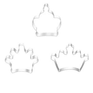 Stainless steel crown cookie cutter set for home baking and kitchen pastry tools.