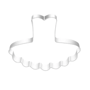 Detailed close-up view of the stainless steel dress cookie cutter for baking and DIY crafts.