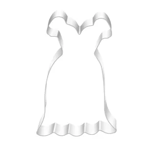 Stainless steel dress cookie cutter, elegant evening gown fondant mold for baking DIY.