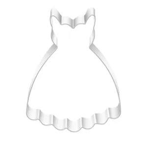 Stainless steel evening dress cookie cutter for baking fondant and DIY cake decorating.