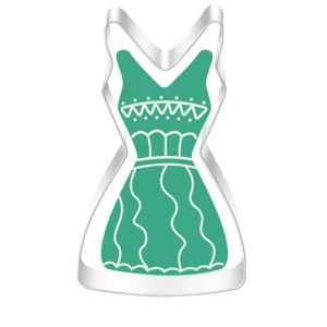 Stainless steel dress shaped cookie cutter for baking, kitchen tool and pastry making gadget.