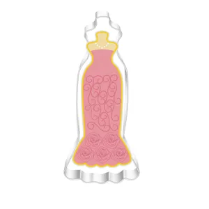 Stainless steel dress cookie cutter for baking, ideal for fondant and cake decorating.