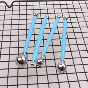 4-teiliges Edelstahl-Kugel-Modellierwerkzeug-Set für Ton- und Fondantblumen-Dekoration.