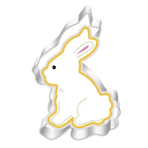 Stainless steel rabbit cookie cutter detail view, perfect for baking cute animal treats.