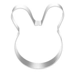 Stainless steel Easter bunny cookie cutter detail showing durable metal craftsmanship and smooth edges.