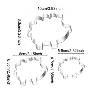 Stainless steel hedgehog cookie cutter set, 3 sizes metal baking pastry mold tools for DIY.