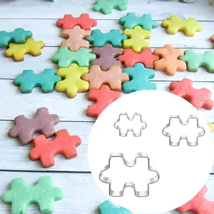 Set di tagliabiscotti a forma di puzzle in acciaio inossidabile, stampi da forno per dolci.