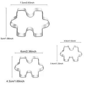 Set di tagliabiscotti in acciaio inox a forma di puzzle, stampo da forno per dolci fai da te.
