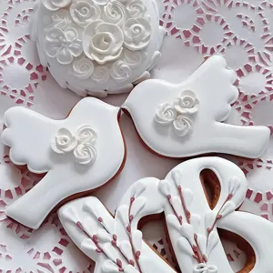 Weisse Tauben und Blumen Kekse Set, elegante Hochzeit Backen Dekoration Form Werkzeug.
