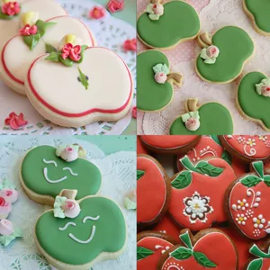 Stainless steel apple shape cookie cutter detailed baking mold display for sweet kitchen tools.