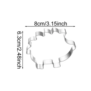 Stainless steel hedgehog shaped cookie cutter baking tool for cute pastry making.