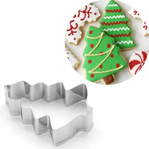 Cortador de galletas de árbol de Navidad de acero inoxidable para repostería, herramienta cocina.