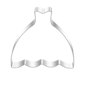 Stainless steel dress cookie cutter, elegant gown baking mold for wedding party pastry tools.