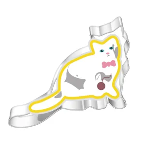 Tagliabiscotti a gatto in acciaio inox, simpatico stampo da forno per dolci e pasta di zucchero.
