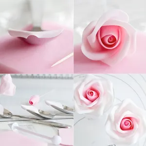 Large fondant rose petal mold set for cake decorating, DIY baking kitchen tool and craft supply.