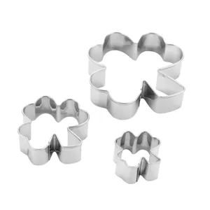 Set di stampi per biscotti a trifoglio in acciaio inox per dolci e pasticceria fai da te.