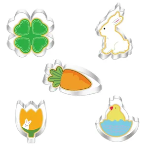 Set Tagliabiscotti di Pasqua in Acciaio Inossidabile Forme di Coniglio e Carota Stampi da Forno Biscotti Fondant Strumenti da Cucina