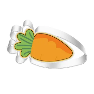 Stainless steel carrot cookie cutter detail view, ideal for Easter baking and festive treats.