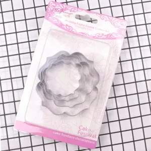 Detailed shot of stainless steel wedding frame cookie cutter set, perfect for fondant and icing.