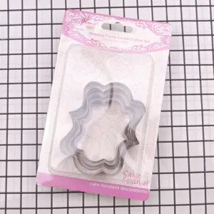 Stainless steel wedding frame cookie cutters set, fondant biscuit molds for baking cake decor.