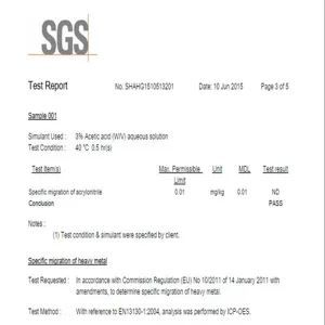 SGS test report for stainless steel cat cookie cutters ensuring food safety compliance and quality.