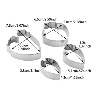 Stainless steel peony flower petal cookie cutter set of 4 fondant cake decorating molds