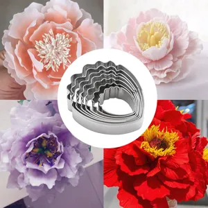 Stainless Steel Peony Flower Petal Fondant Cutter Set Cake Decorating Baking Mold Sugar Flower Modeling Tool
