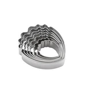 Stainless steel peony flower petal cookie cutter set baking mold for DIY fondant cake decorating.