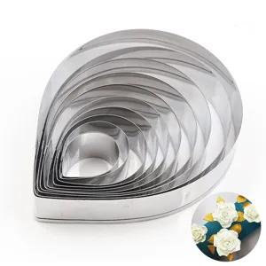 Stainless steel petal cutter set for fondant cake decorating, DIY rose flower baking mold tools