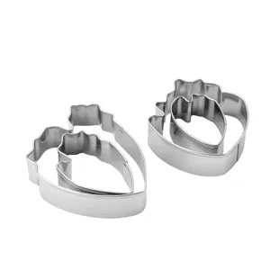 Stainless steel peony flower petal cutter mold detail, 4-piece set for baking fondant decor.