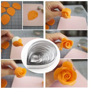 Stainless Steel Rose Petal Fondant Cake Decorating Mold Set DIY Flower Pastry Cutting Tools Kitchen Baking Supplies