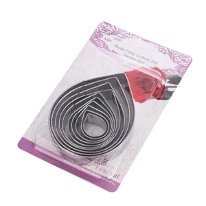 Stainless steel rose petal fondant cookie cutter set for cake decorating, baking DIY tool