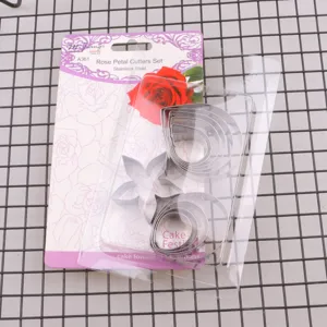 Rostfreier Edelstahl Rosenblatt Fondant Kuchen Ausstecher Set Detailansicht Formen.