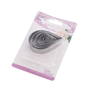 Stainless steel Austin rose petal fondant cake cutter mold set for home baking decoration.