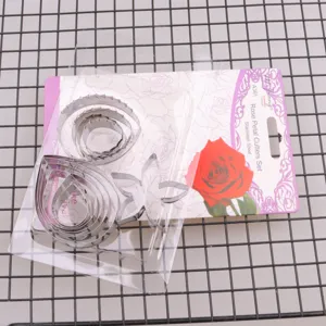 Edelstahl Rosenblüten Fondant Ausstecher Set für Kuchendekoration Backwerkzeug.