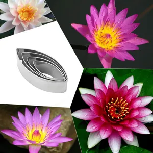 Stainless Steel Water Lily Petal Fondant Cookie Cutter Set DIY Cake Baking Shaping Mold Kitchen Pastry Tool