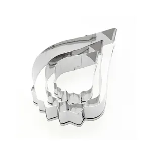 Stainless steel petal fondant cutter mold set for cake decorating and baking detail view
